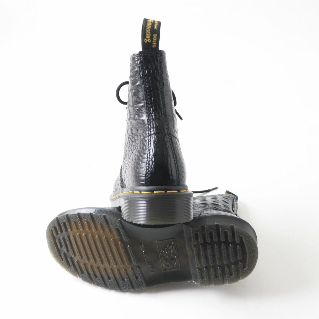 未使用品★Dr.Martens ドクターマーチン 22966001 PASCAL CROC クロコ型押し 8ホール レザーブーツ レディース ブラック UK5 箱・紐付き約10cm全高