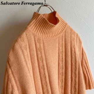 サルヴァトーレフェラガモ(Salvatore Ferragamo)のイタリア製 ビンテージ フェラガモ ウール アンゴラ 半袖 モックネック ニット(ニット/セーター)