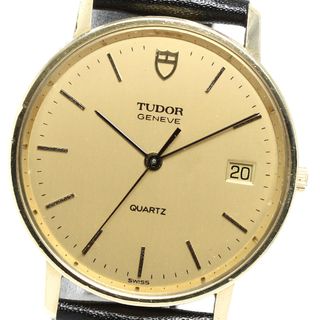 チュードル(Tudor)のチュードル TUDOR 15008 ジュネーブ K18YG デイト クォーツ メンズ 保証書付き_781282【ev10】(腕時計(アナログ))