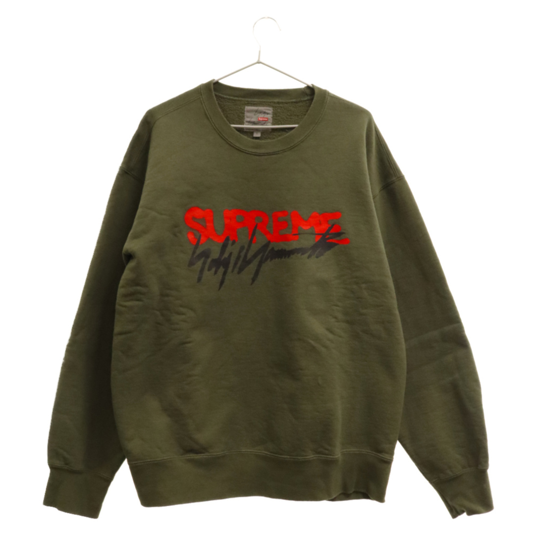 68センチ身幅SUPREME シュプリーム 20AW×Yohji Yamamoto Crewneck ヨウジ ヤマモト フロントロゴスウェットトレーナー カーキ