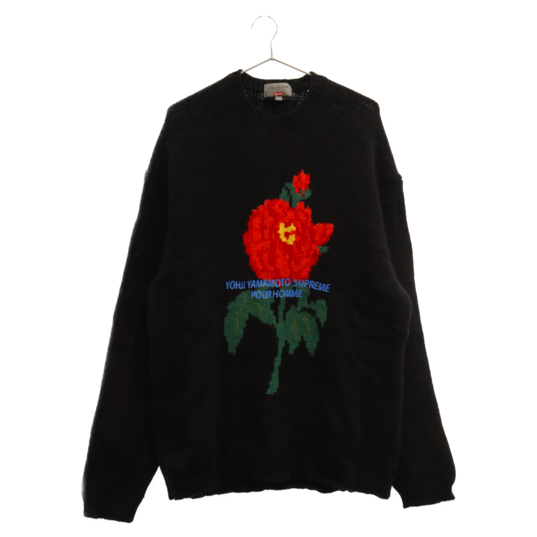 SUPREME シュプリーム 20AW×Yohji Yamamoto Sweater ヨウジ ヤマモト 牡丹ニットセーター ブラック53センチ袖丈