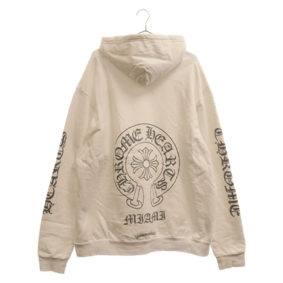 CHROME HEARTS クロムハーツ MIAMI HORSESHOE HOODIE マイアミ限定 ホースシュープリント フーディー プルオーバーパーカー ホワイト67センチ肩幅