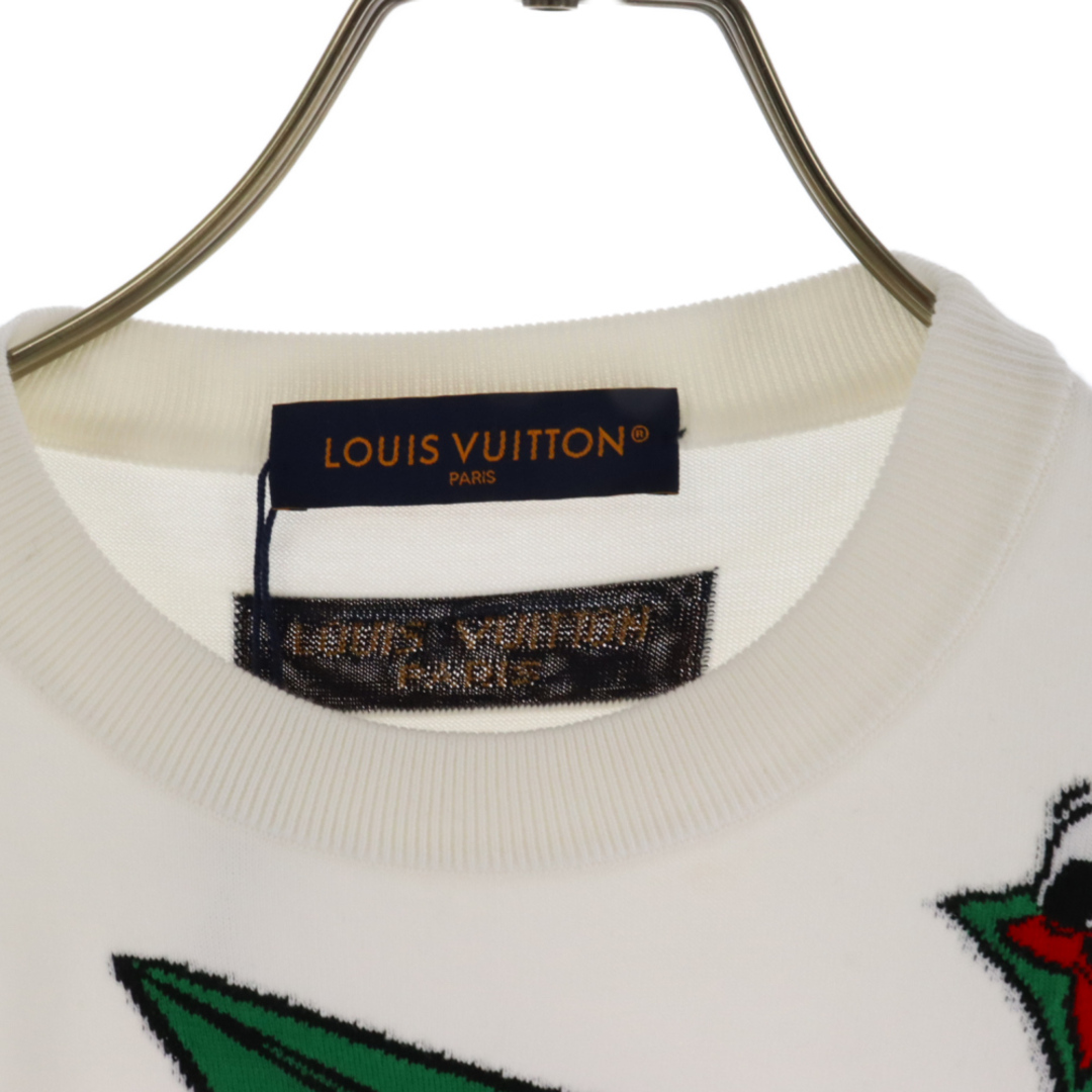 LOUIS VUITTON ルイヴィトン 23SS モノグラム コミックス インターシャ ショートスリーブ クルーネック半袖ニットセーター ホワイト  1AB54F RM231 HA0 HON97W