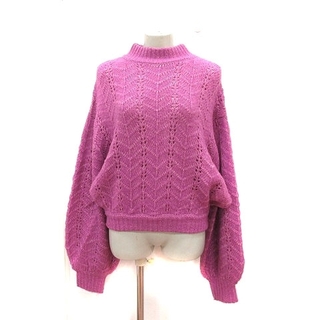 スライ(SLY)のスライ ニット セーター オーバーサイズ 総柄 長袖 F ピンク 白 ■MO(ニット/セーター)