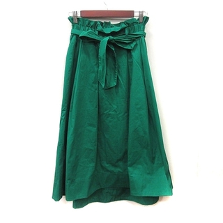 オゾック(OZOC)のオゾック フレアスカート ギャザー ロング ウエストマーク 38 緑 グリーン(ロングスカート)