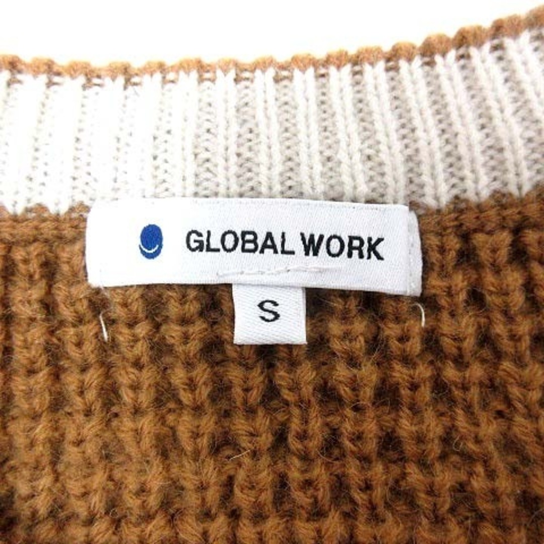 GLOBAL WORK(グローバルワーク)のGLOBAL WORK ニット セーター 長袖 S 茶 白 グレー ■MO メンズのトップス(ニット/セーター)の商品写真