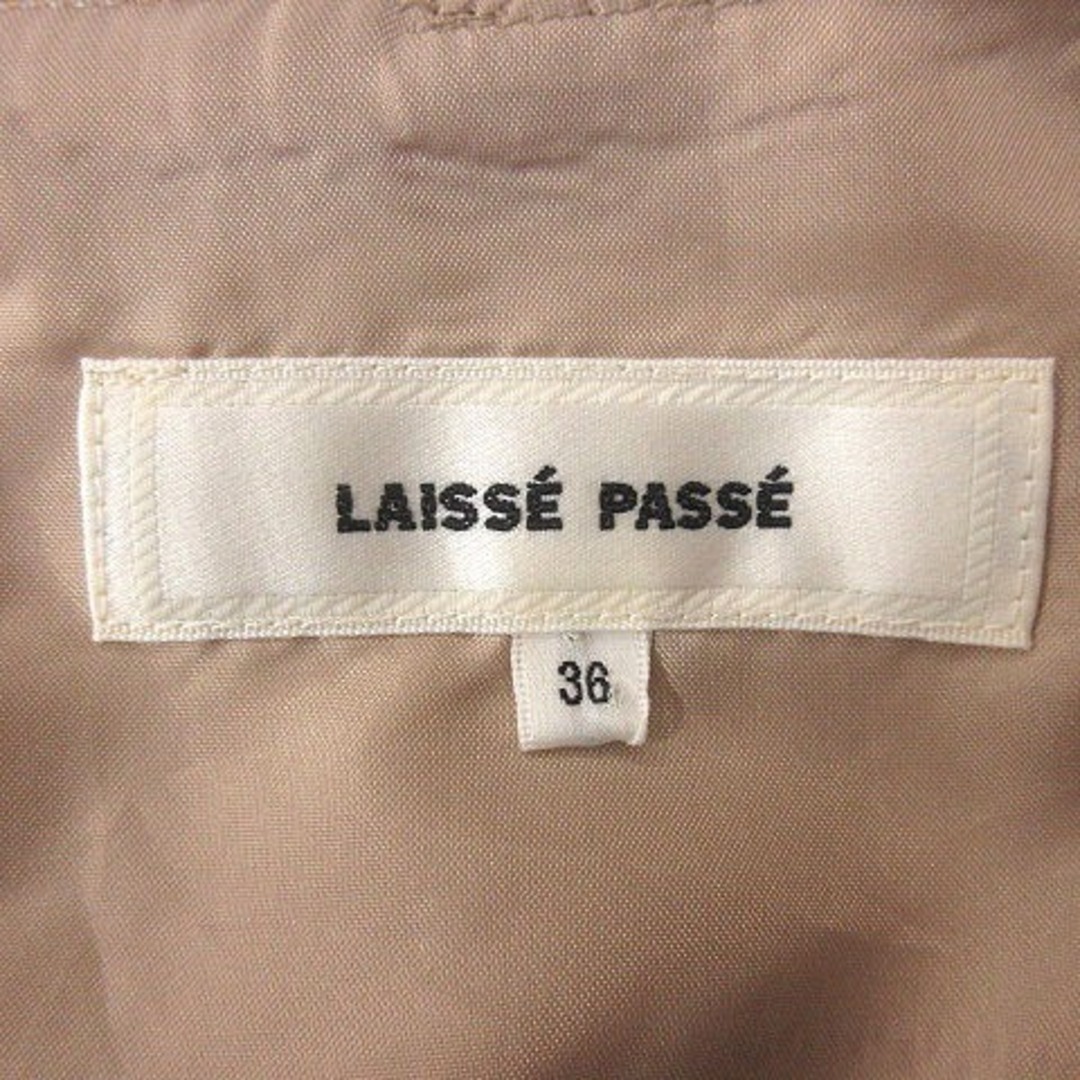 LAISSE PASSE(レッセパッセ)のレッセパッセ ワンピース ひざ丈 チェック 半袖 36 ベージュ 赤 レッド 白 レディースのワンピース(ひざ丈ワンピース)の商品写真