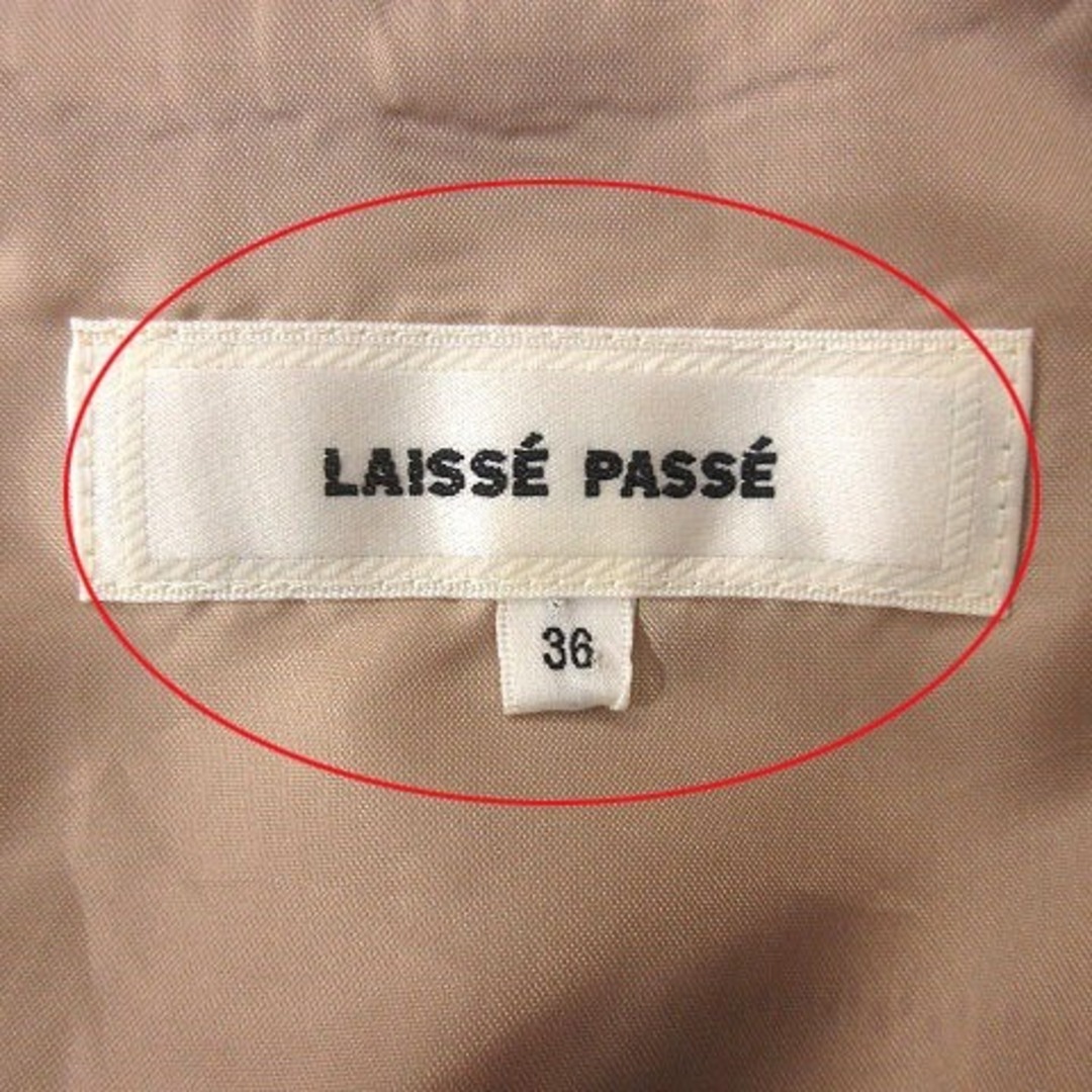 LAISSE PASSE(レッセパッセ)のレッセパッセ ワンピース ひざ丈 チェック 半袖 36 ベージュ 赤 レッド 白 レディースのワンピース(ひざ丈ワンピース)の商品写真