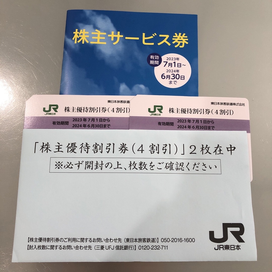 JR(ジェイアール)のJR東日本株主優待割引券（4割引）2枚 チケットの乗車券/交通券(その他)の商品写真