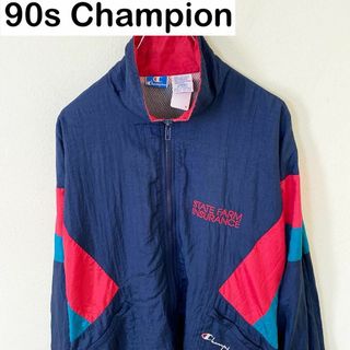 チャンピオン(Champion)の90s Champion チャンピオン　刺繍ロゴ　ナイロンジャケット　古着(ナイロンジャケット)