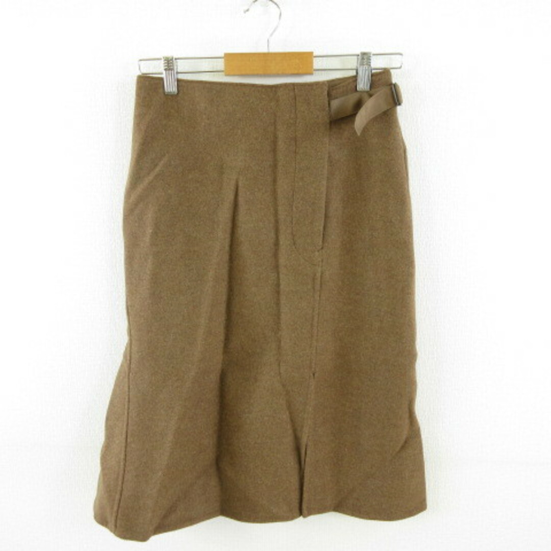 UNIQLO(ユニクロ)のユニクロ UNIQLO ダブルフェイススカート ひざ丈 茶 64 レディースのスカート(ひざ丈スカート)の商品写真