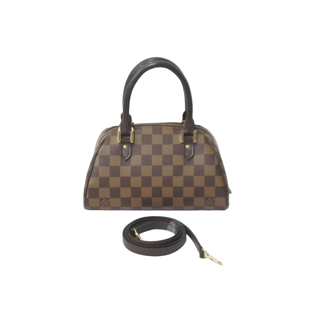 開閉式LOUIS VUITTON ルイヴィトン ハンドバッグ リベラミニ スト付き ダミエ N41436 ブラウン ゴールド金具 美品  57815