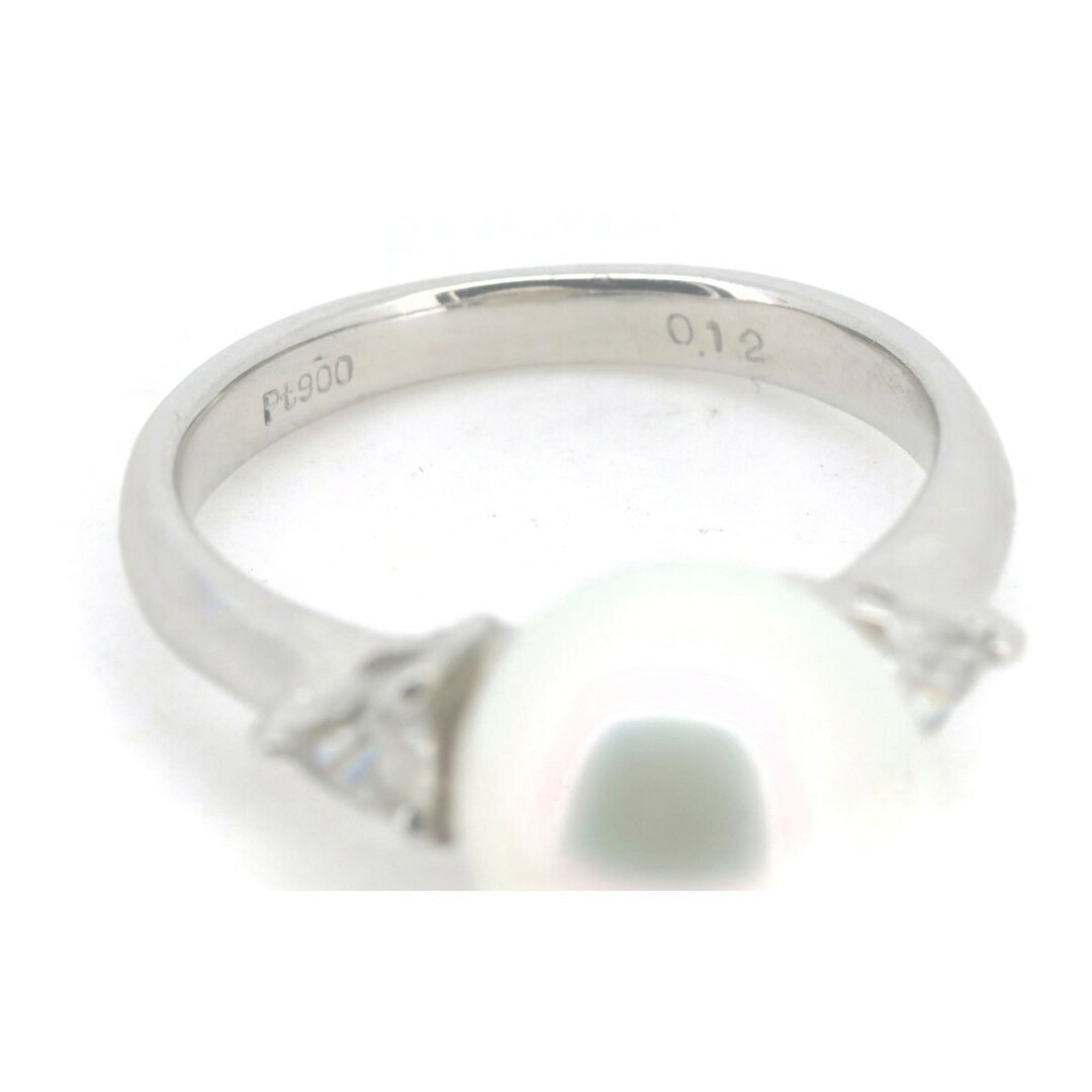 目立った傷や汚れなし 花珠パール ダイヤモンド リング 指輪 6号 9.0ミリ 0.12ct PT900(プラチナ) レディースのアクセサリー(リング(指輪))の商品写真