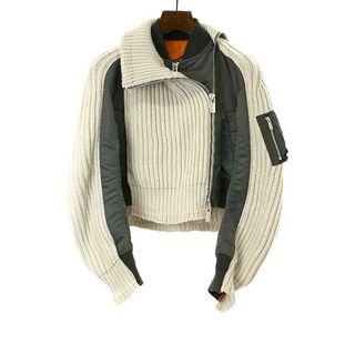 サカイ(sacai)のsacai サカイ 22AW Nylon Twill Mix Wool Knit Blouson ナイロンツイルウールニットブルゾン グレー 1 22-06192(その他)