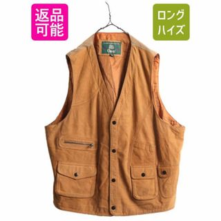 90s オービス 本革 スウェード ハンティング ベスト メンズ XL 90年代 オールド 旧タグ ORVIS ヌバック フィッシング 大きいサイズ 重ね着(ベスト/ジレ)