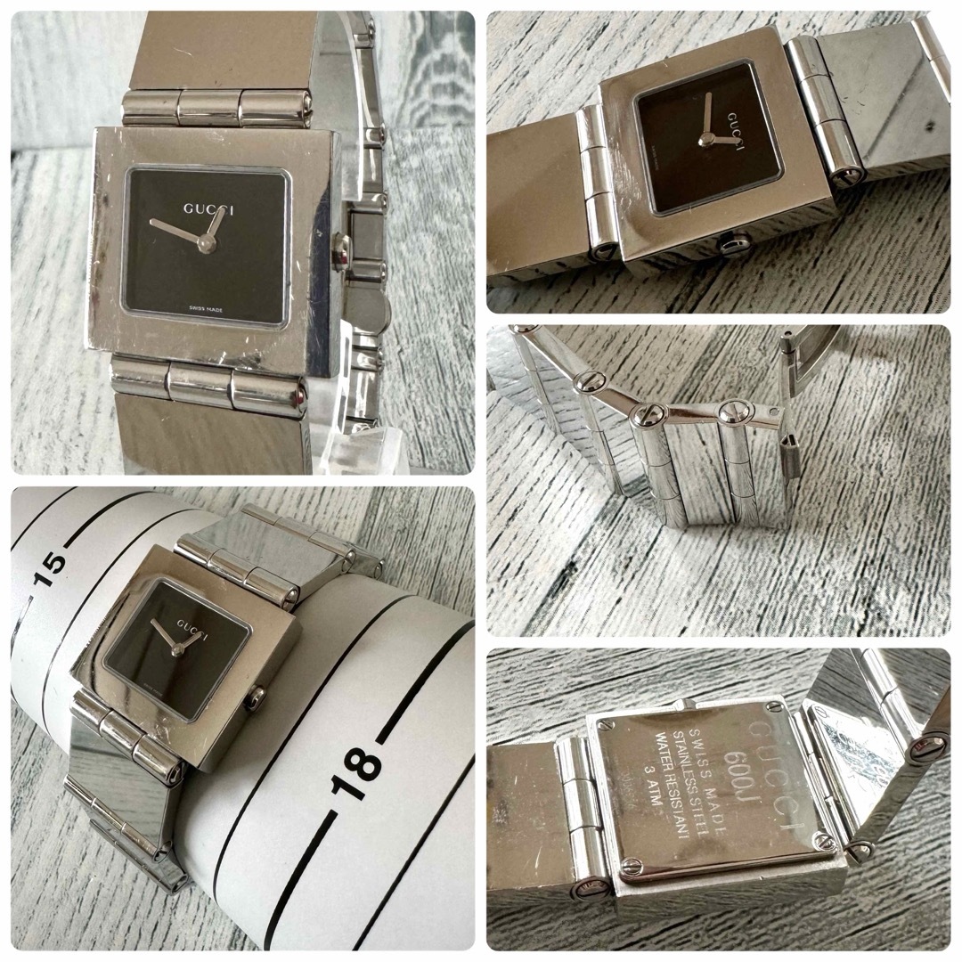 GUCCI - 【動作OK】GUCCI グッチ 腕時計 600J スクエア シルバー GUCCI - 【動作OK】GUCCI グッチ 腕時計 600J スクエア シルバー