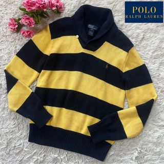 ポロラルフローレン(POLO RALPH LAUREN)の【SALE】ポロラルフローレン  ショールカラーニット　ボーダーニット ネイビー(ニット/セーター)