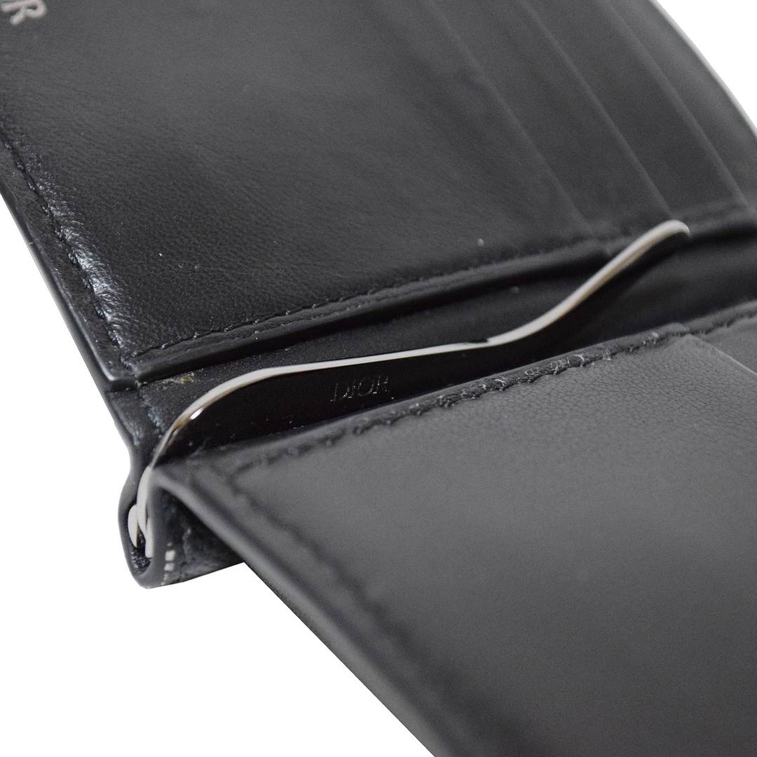 【美品✨】ディオール 二つ折り財布 マネークリップ メンズ CD金具 レザー 黒