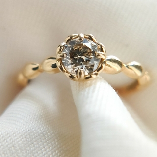 シャンパンカラーダイヤ k18 リング ブラウンダイヤ ダイヤモンド(リング(指輪))