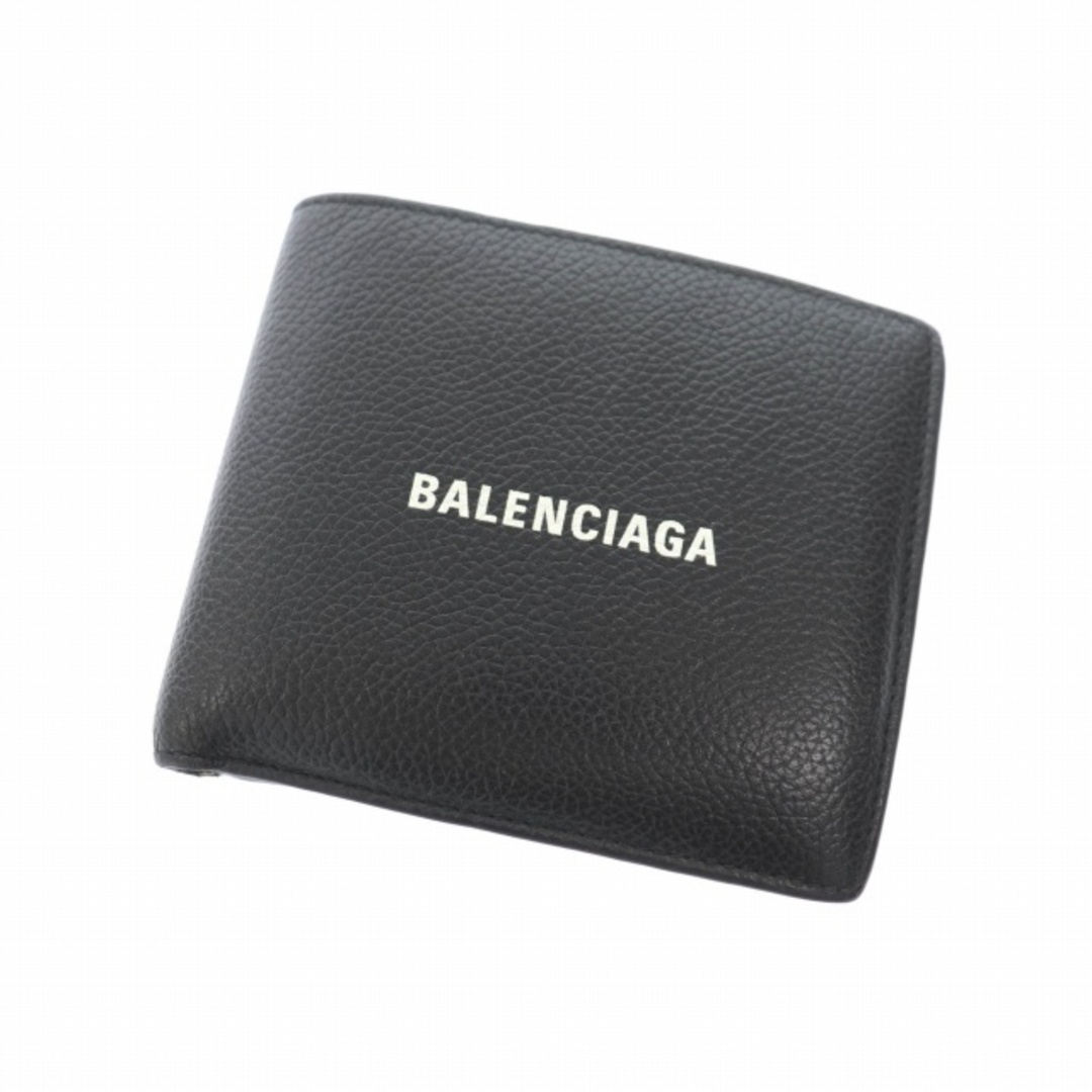 Balenciaga - バレンシアガ ロゴ レザー 二つ折り 財布 黒 ブラック
