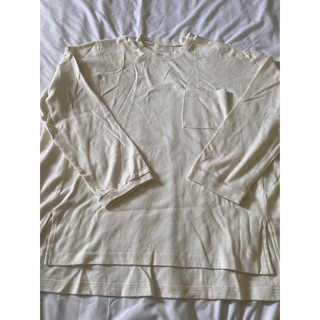 アンティカ(antiqua)のantiqua(アンティカ) ポケット付きコットンロンＴ　ホワイト(Tシャツ(長袖/七分))