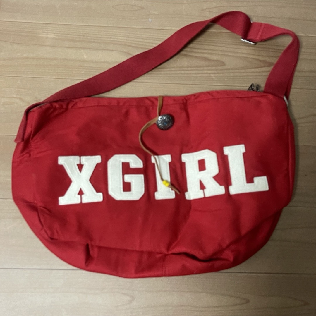 X-girl CANVAS BAG キャンバスバッグ レッド 美品ショルダーバッグ