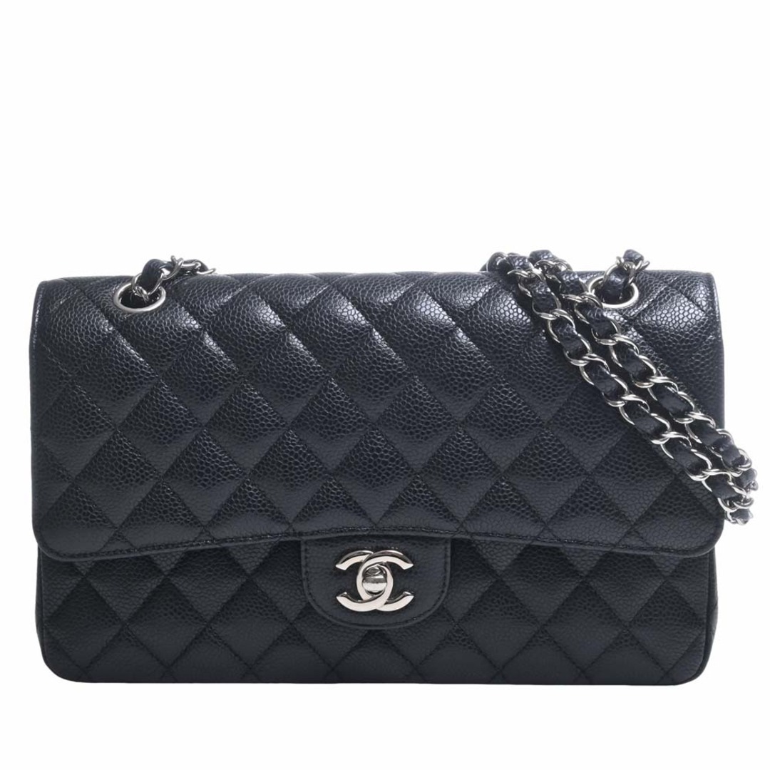 CHANEL シャネル キャビアスキン マトラッセ ココマーク Wフラップ Wチェーン ショルダーバッグ - ブラック byその他