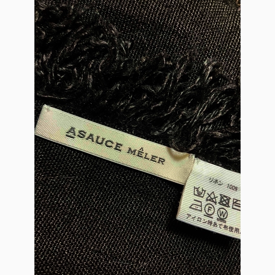 ASAUCE MELER(アソースメレ)の【ASAUCE MELER/アソースメレ】ベルギーリネンフリンジストール　黒 レディースのファッション小物(ストール/パシュミナ)の商品写真