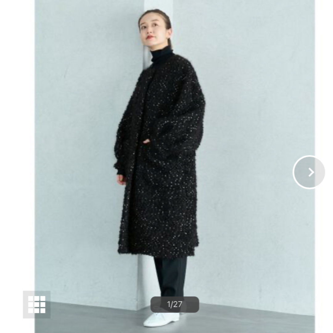 IENA(イエナ)のIENA ドットアストラカンクルーネックコート36サイズ レディースのジャケット/アウター(ロングコート)の商品写真