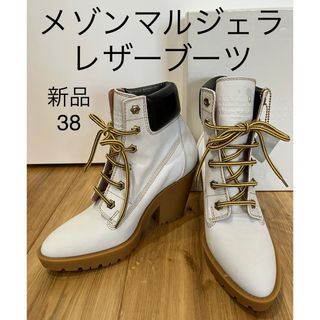 マルタンマルジェラ(Maison Martin Margiela)のメゾン マルジェラ レザー アンクル ショート ブーツ 白 正規品 新品 38(ブーツ)