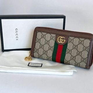 グッチ(Gucci)のGUCCI グッチ シェリー オフディア ラウンドファスナー 長財布 ブラウン☆(財布)