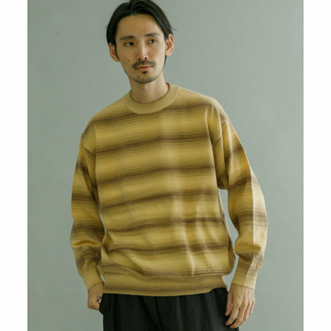 URBAN RESEARCH(アーバンリサーチ)の【YELLOW】【L】マルチボーダークルーネックニット メンズのトップス(ニット/セーター)の商品写真