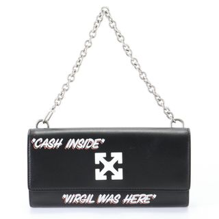 オフホワイト(OFF-WHITE)の美品 OFF-WHITE オフホワイト Jitney アロー ロゴ チェーン ロング ウォレット レザー 長財布 ブランド メンズ レディース MNT お31-12(財布)