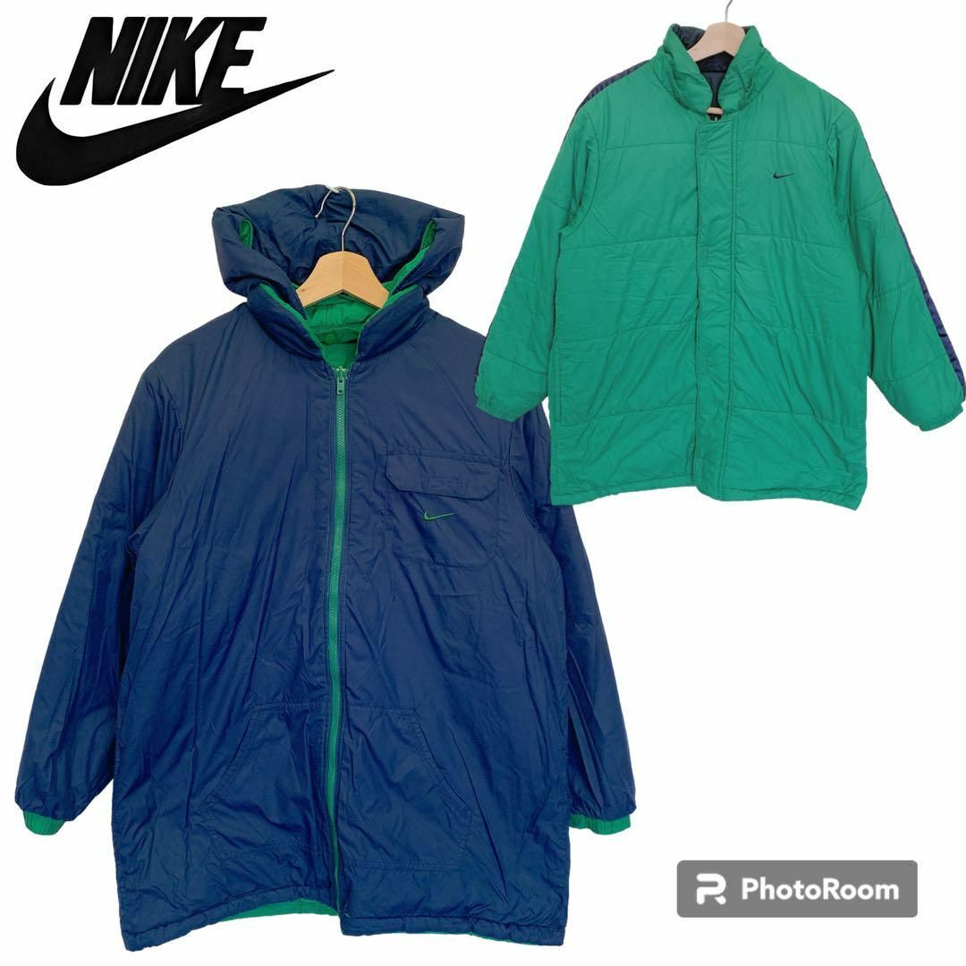 NIKE(ナイキ)の2883 NIKE 3way リバーシブル ダウンジャケット フード付 緑 紺 メンズのジャケット/アウター(ダウンジャケット)の商品写真