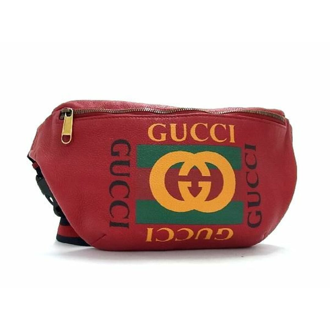 Gucci(グッチ)の■極美品■ GUCCI グッチ 493369 レザー ボディバッグ ウエストポーチ ウエストバッグ メンズ レディース レッド系 AU3181  レディースのバッグ(ハンドバッグ)の商品写真