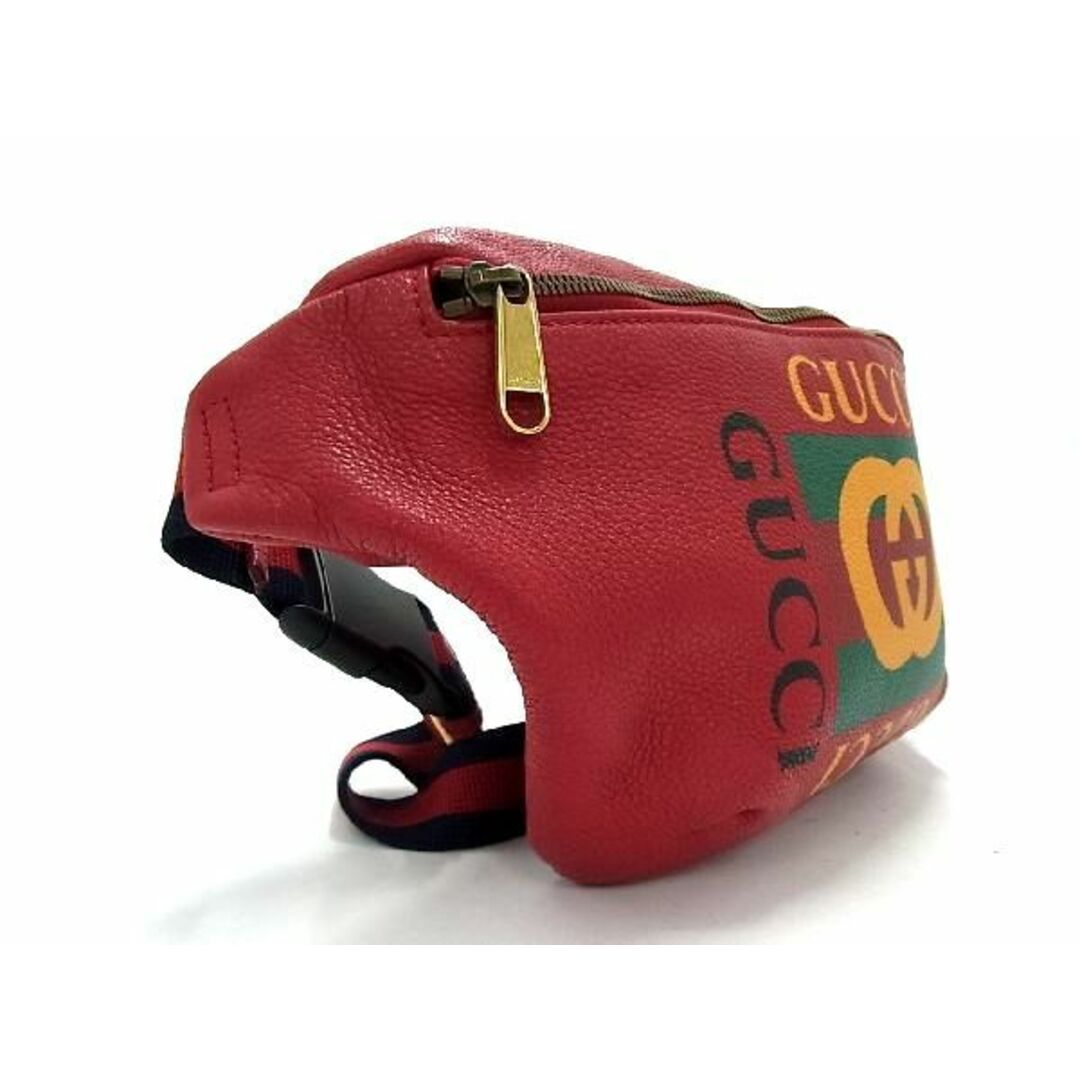 Gucci(グッチ)の■極美品■ GUCCI グッチ 493369 レザー ボディバッグ ウエストポーチ ウエストバッグ メンズ レディース レッド系 AU3181  レディースのバッグ(ハンドバッグ)の商品写真