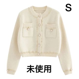 ザラ(ZARA)のSHEIN ゴールドボタンショート丈カーディガン S(カーディガン)