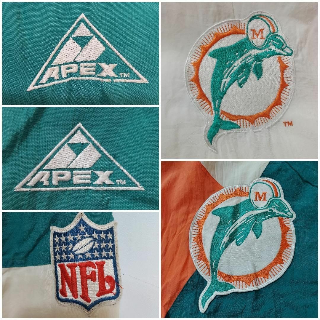 NFL 90s ドルフィンズ ナイロンジャケット 中綿 L 刺繍 青 白 ロゴの