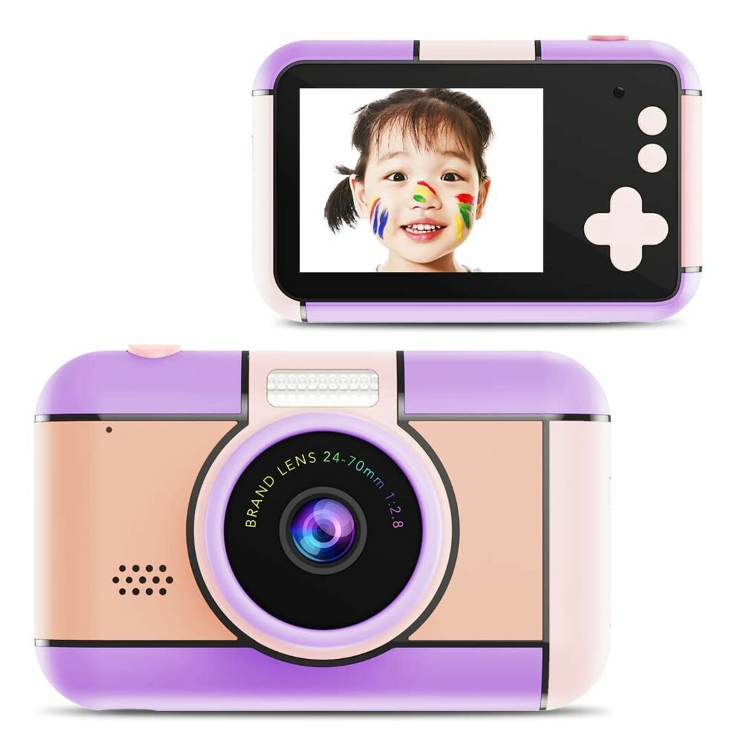 カメラ【色:purple】キッズカメラ クリスマスプレゼント子供 2.4インチ大画面と