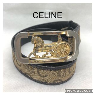 セリーヌ(celine)のCELINEオールドセリーヌ　ヴィンテージ　馬車バックル　キャンバスレザーベルト(ベルト)