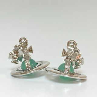 ヴィヴィアン プチオーブピアス シルバー×グリーン