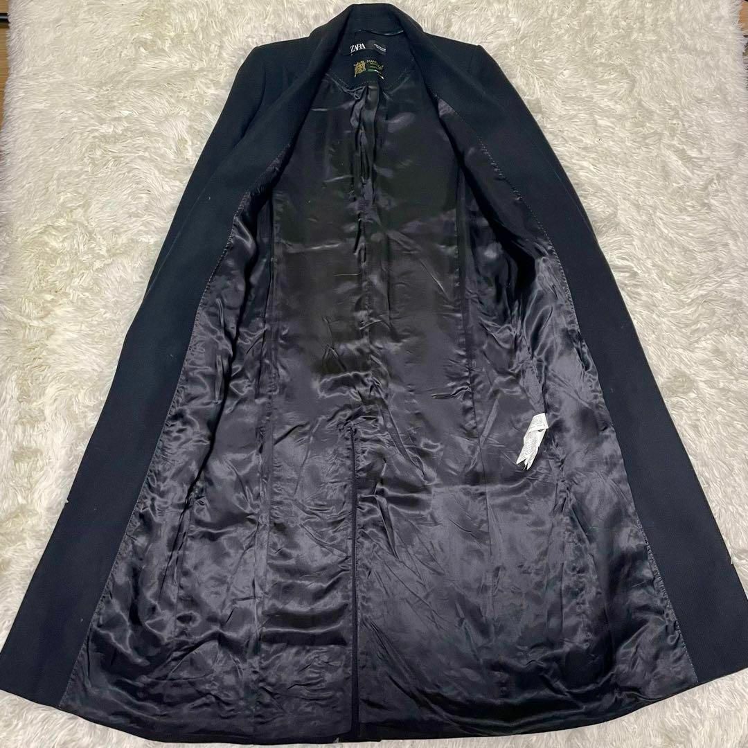 ZARA(ザラ)の【極美品】ZARA MANTECO ロングチェスターコート ユニセックス 黒 メンズのジャケット/アウター(チェスターコート)の商品写真