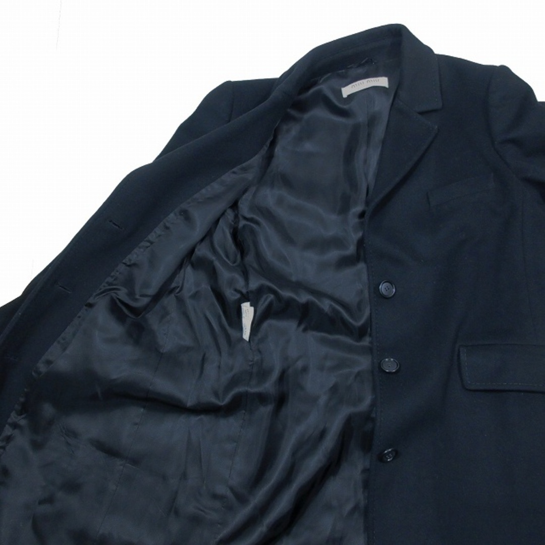miumiu(ミュウミュウ)のミュウミュウ miumiu チェスターコート ジャケット ロング 44 黒 レディースのジャケット/アウター(その他)の商品写真