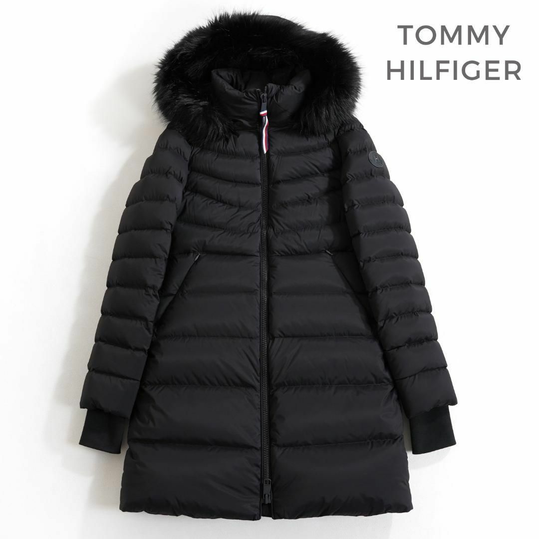 TOMMY HILFIGER(トミーヒルフィガー)の535*新品 トミー ヒルフィガー エコファー ダウンコート 黒 XS レディースのジャケット/アウター(ダウンジャケット)の商品写真