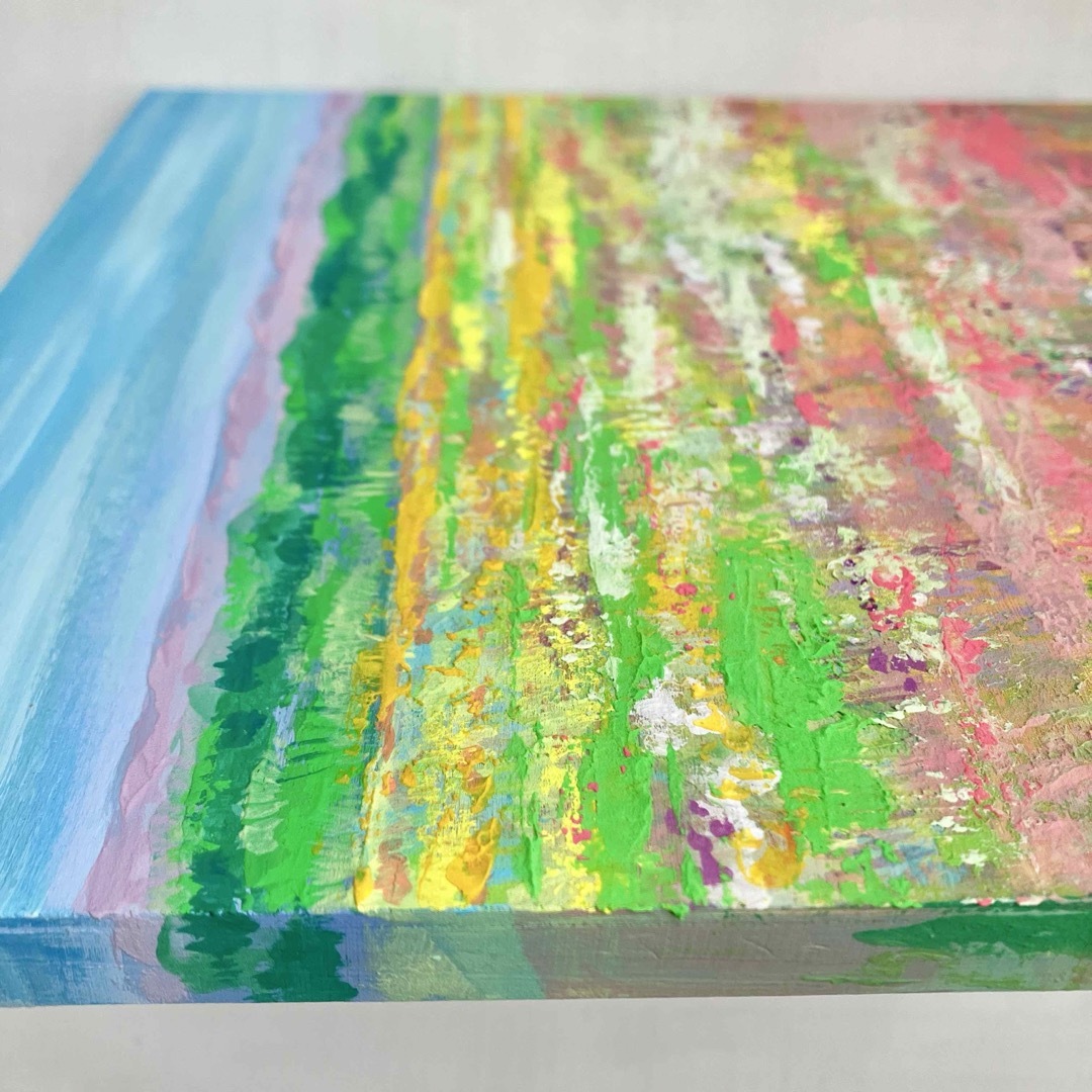 一面に咲く花*絵画 風景画 春 花畑 テクスチャーアートの通販 一面に咲く花*絵画 風景画 春 花畑 テクスチャーアートの通販