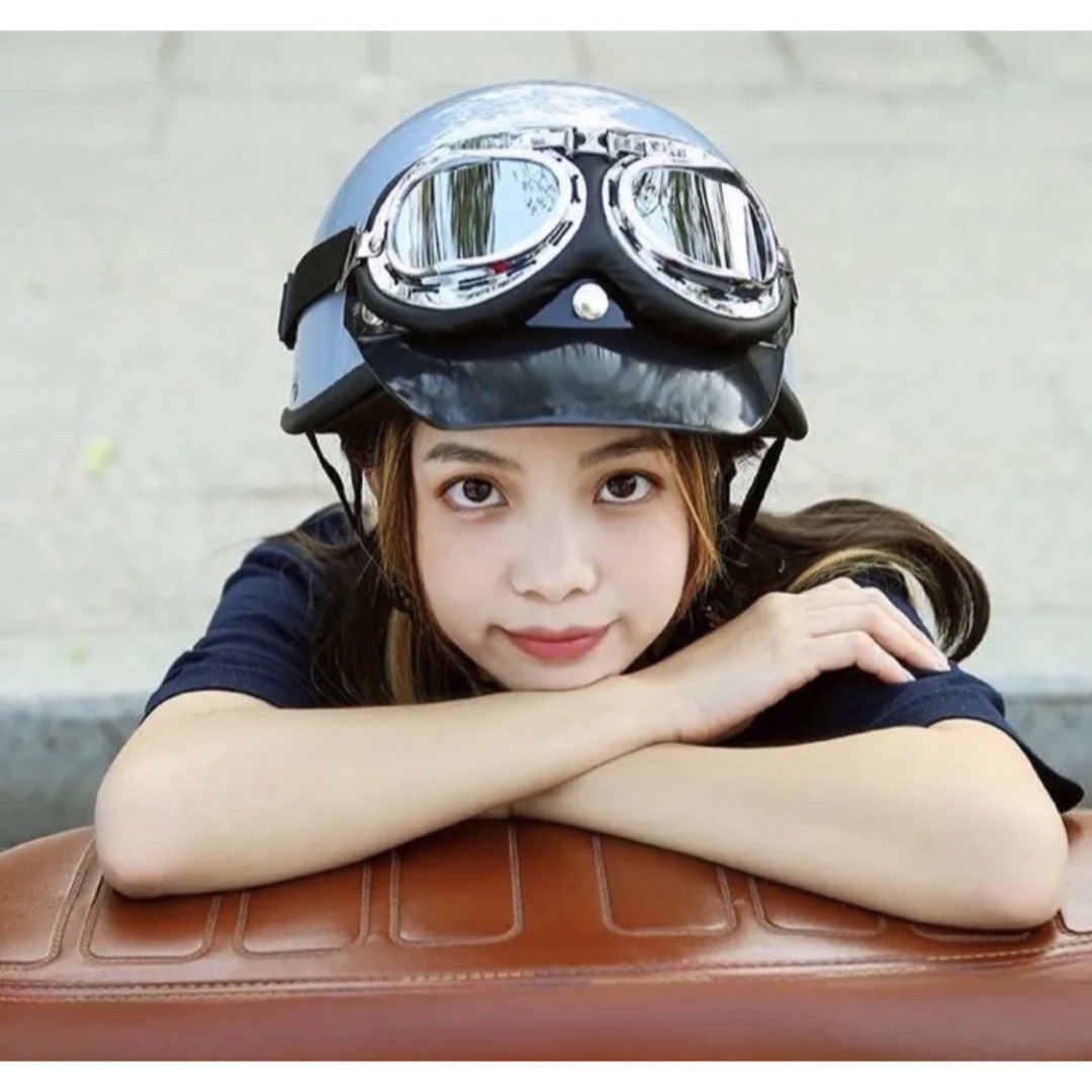 原付ヘルメット軽量可愛いおしゃれバイクヘルメットハーフヘルメット半キャップ半帽子 自動車/バイクのバイク(ヘルメット/シールド)の商品写真