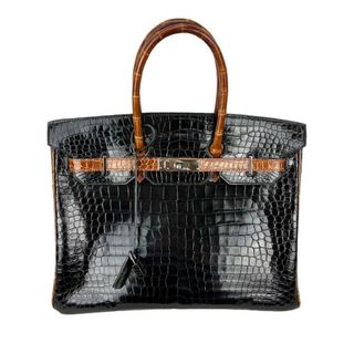 エルメス(Hermes)の　エルメス HERMES バーキン35 □I刻 ブラック/ミール/シルバー金具 ポロサス レディース ハンドバッグ(ハンドバッグ)