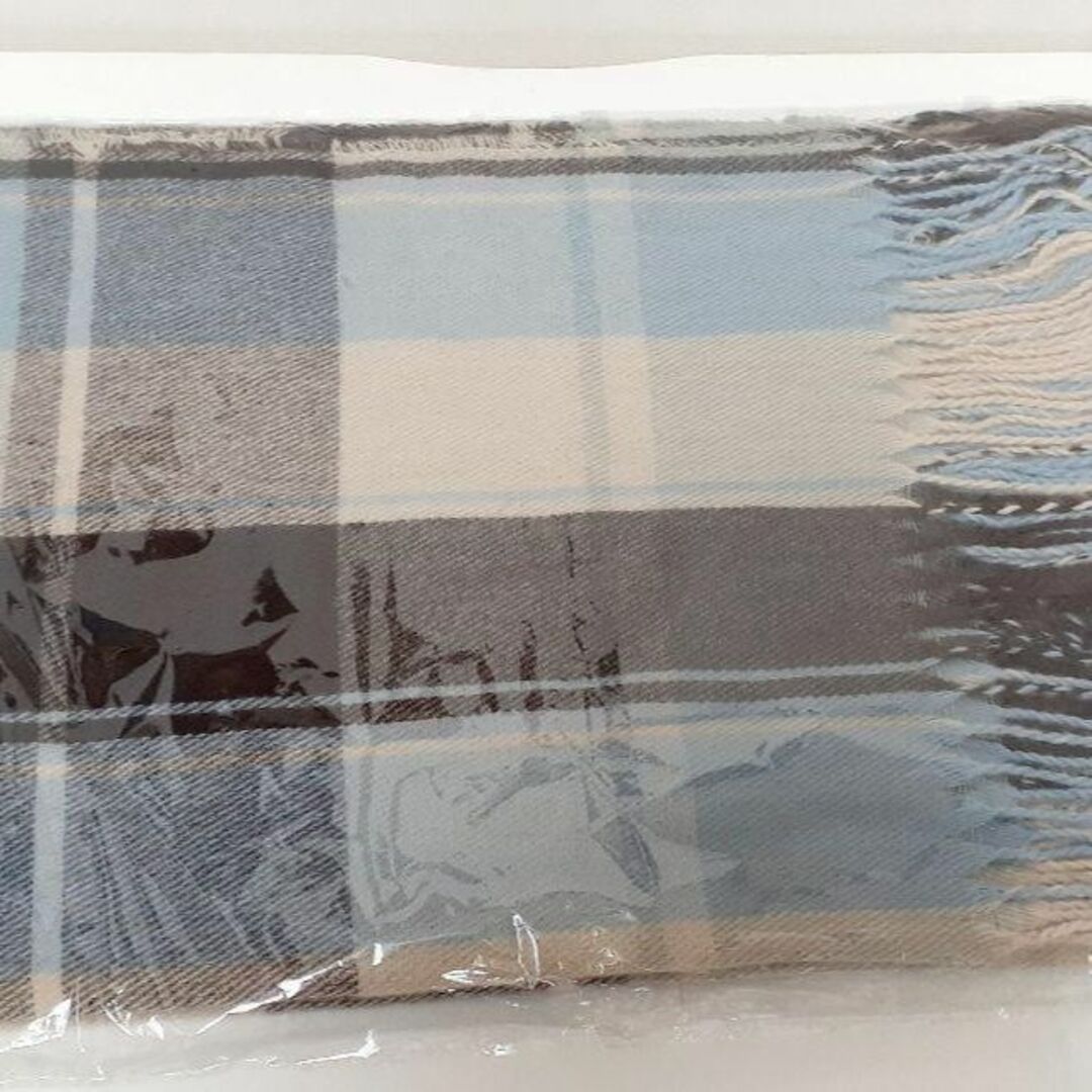 ストール　大判　マフラー　水色　膝掛け　アウター　スカーフ レディースのファッション小物(マフラー/ショール)の商品写真