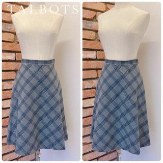 タルボット(TALBOTS)の2827美品 TALBOTS タルボット フレア スカート チェック グレー(ひざ丈スカート)