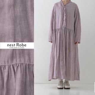 ネストローブ(nest Robe)のnest Robe リネン天然染めフリル使いワンピース(ロングワンピース/マキシワンピース)